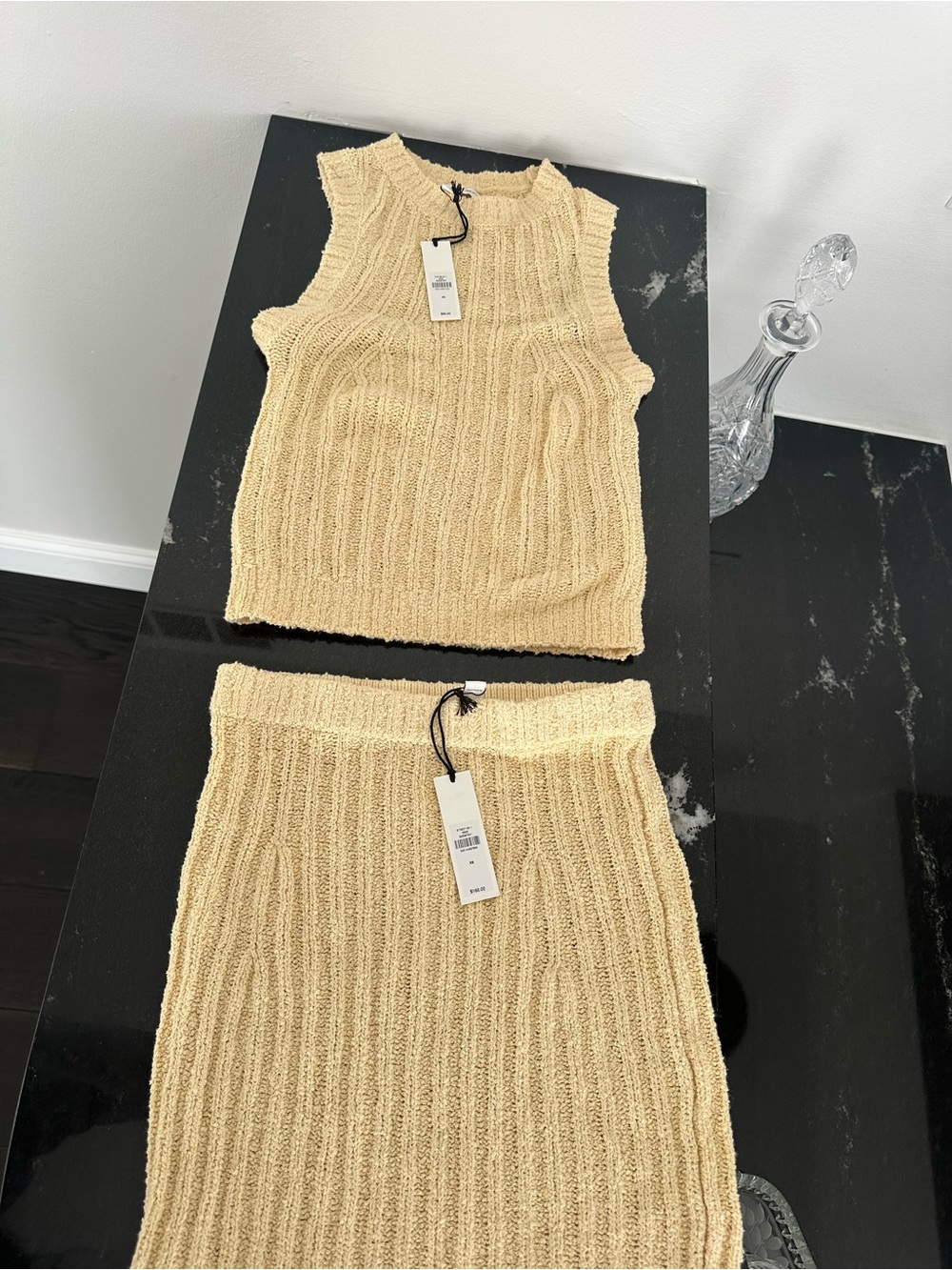 Banana Republic Cream Ribbed Knit Tank & Skirt Set - Picture 2 of 7